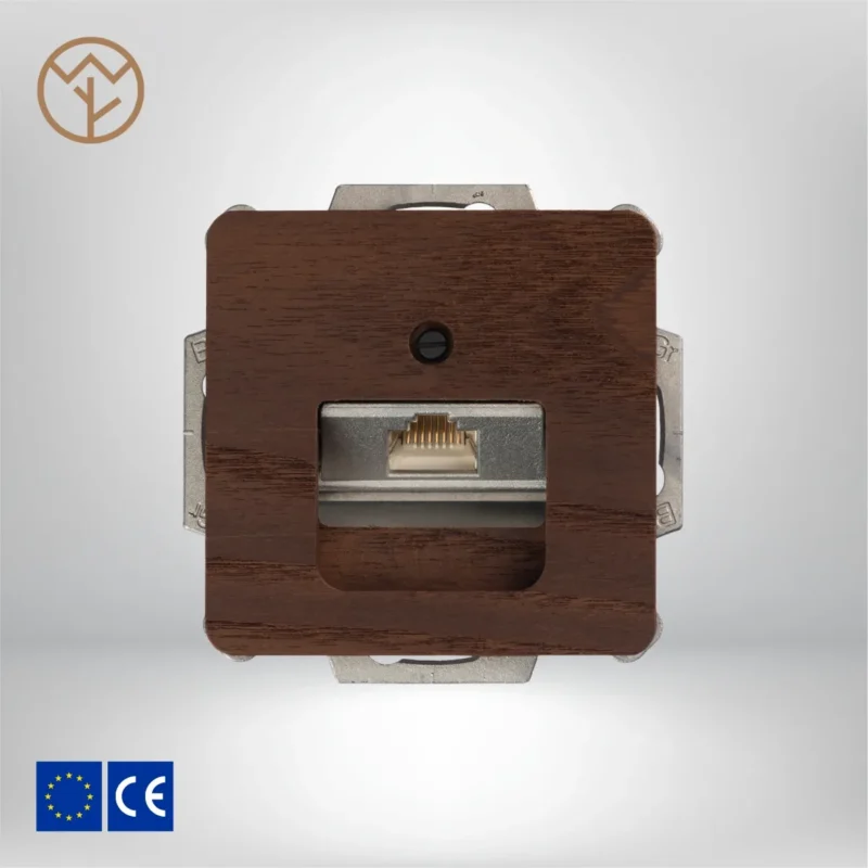 Wemel Wood - Thermohout Cat. 6 Wandcontactdozen - JUNG UAE 8 UPOK6 - Natuurlijk bruin