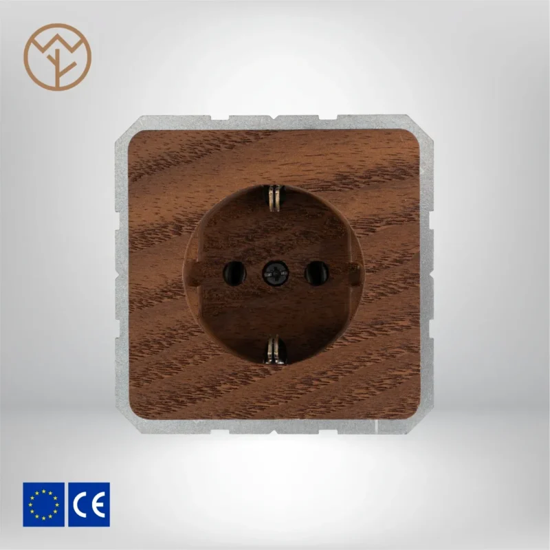 Wemel Wood - Thermohout Wandcontactdozen - Natuurlijk bruin