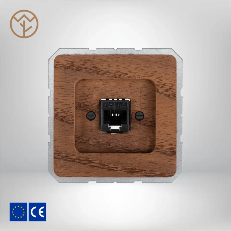 Wemel Wood - Thermohouten Modulaire Jack aansluiting 1-voudig - Natuurlijk bruin